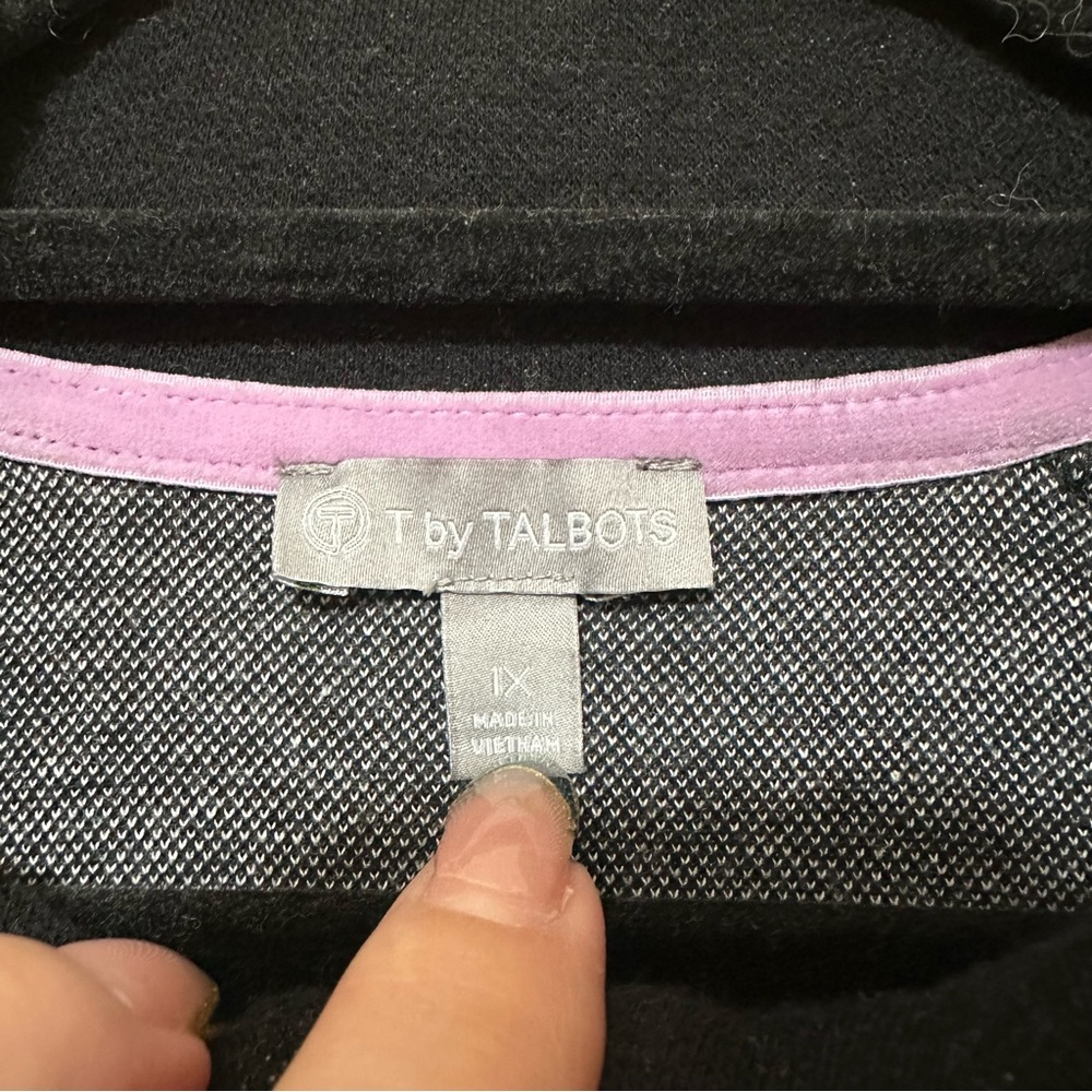 T By Talbots Geo Jacquard Raglan Half-zip Pullover Women 1X Black - Picture 3 of 6